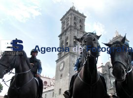 Policía Montada Vigila el Zócalo de la Ciudad - ES imagen agencia de fotografía