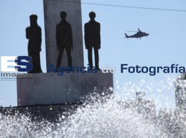 Llega gobernador en helicóptero Aniversario Luctuoso Hnos. Serdá - ES imagen agencia de fotografía