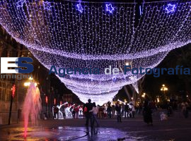 Malla de luces en Zócalo de Puebla - ES imagen agencia de fotografía